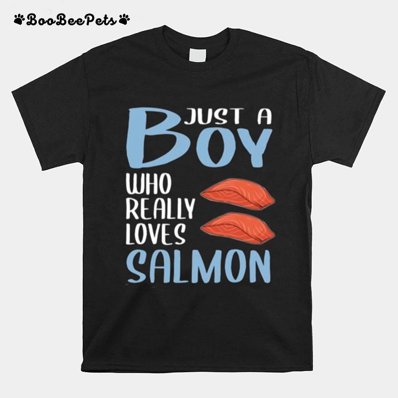 Mens Bbq Just A Boy Who Really Loves Salmon T-Shirt