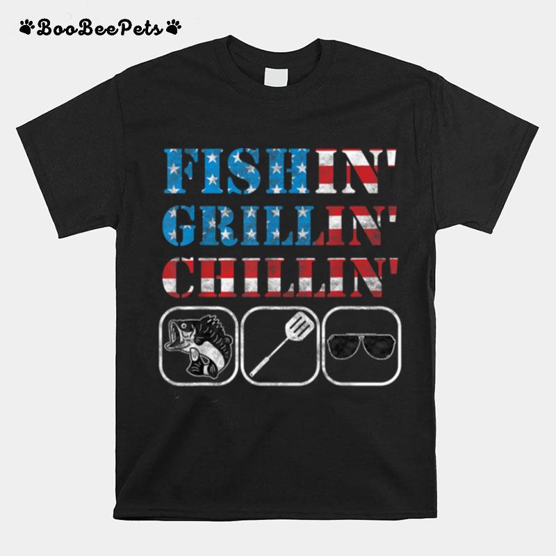 Mens Fishin Grillin Chillin T American Pride Dad Joke T B0B347Gvzn T-Shirt