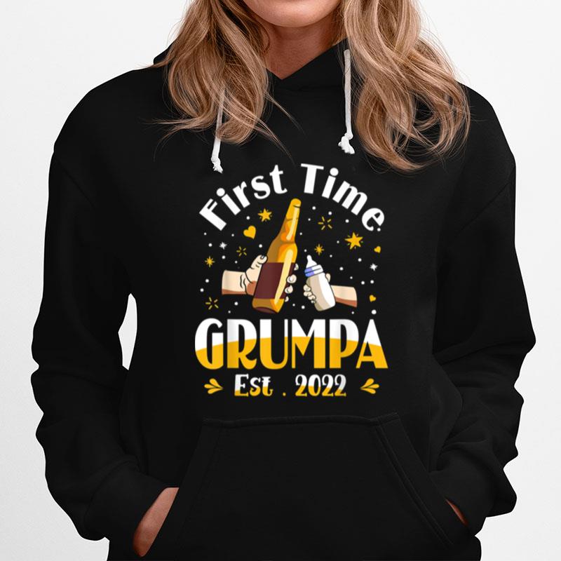 Mens Grumpa First Time Grumpa Est 2022 Fathers Day Hoodie