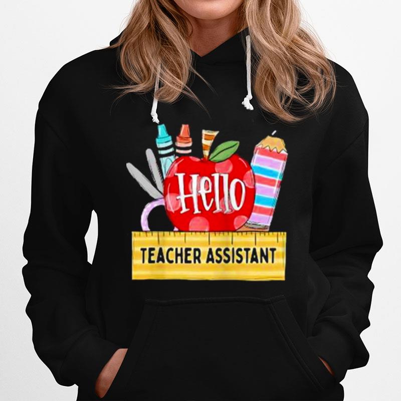 Mens Hello Teacher Assistant Apple Teacher Hoodie