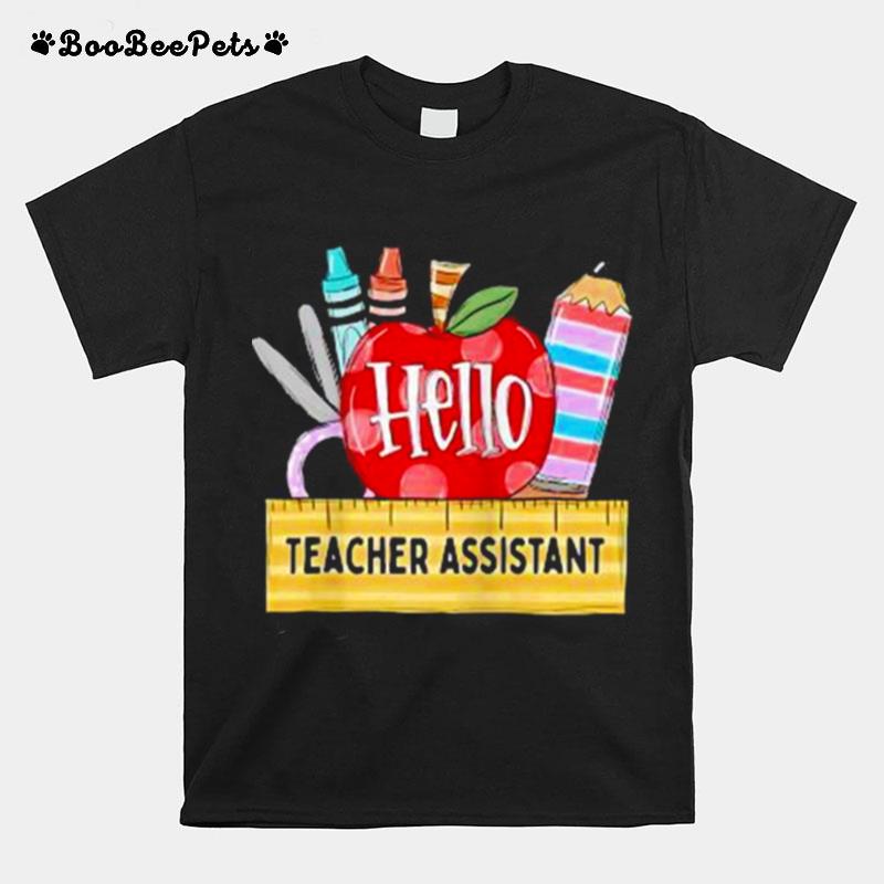 Mens Hello Teacher Assistant Apple Teacher T-Shirt