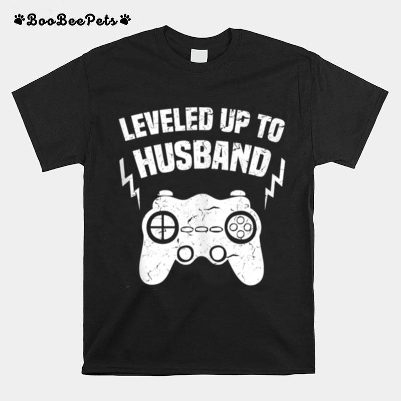 Mens Leveled Up To Husband For Gamer Husband T-Shirt