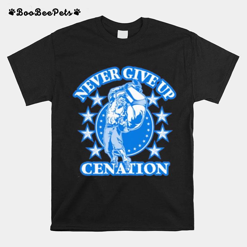 Mens Red John Cena Never Give Up Cenation T-Shirt