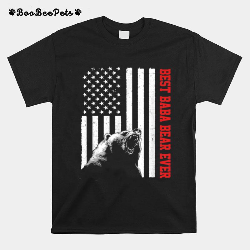 Mens Usa Flag Best Baba Bear Ever Vintage Fathers Day T-Shirt