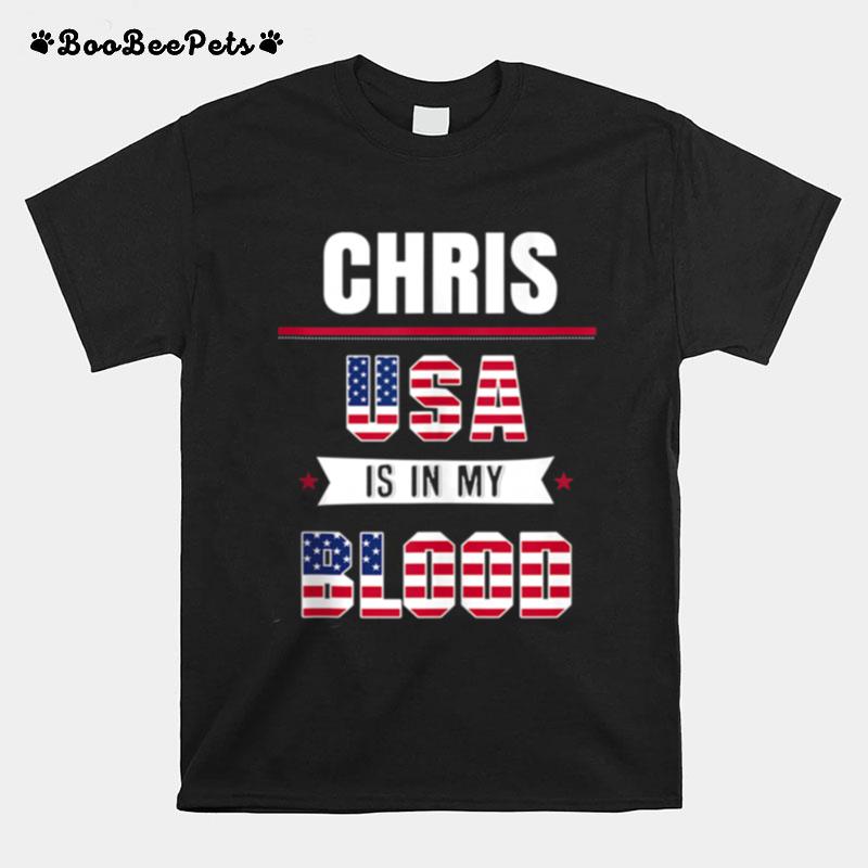 Mens Usa Is In My Blood Chris Patriotic T-Shirt