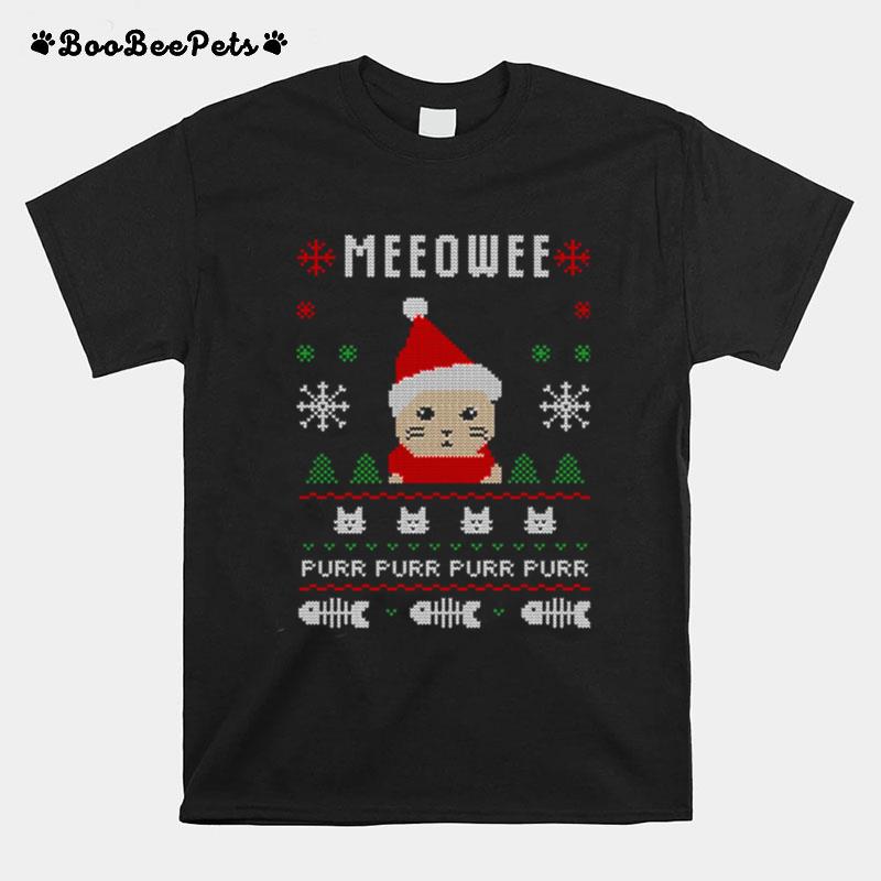 Meow Purr Purr Purr Purr Ugly Christmas T-Shirt