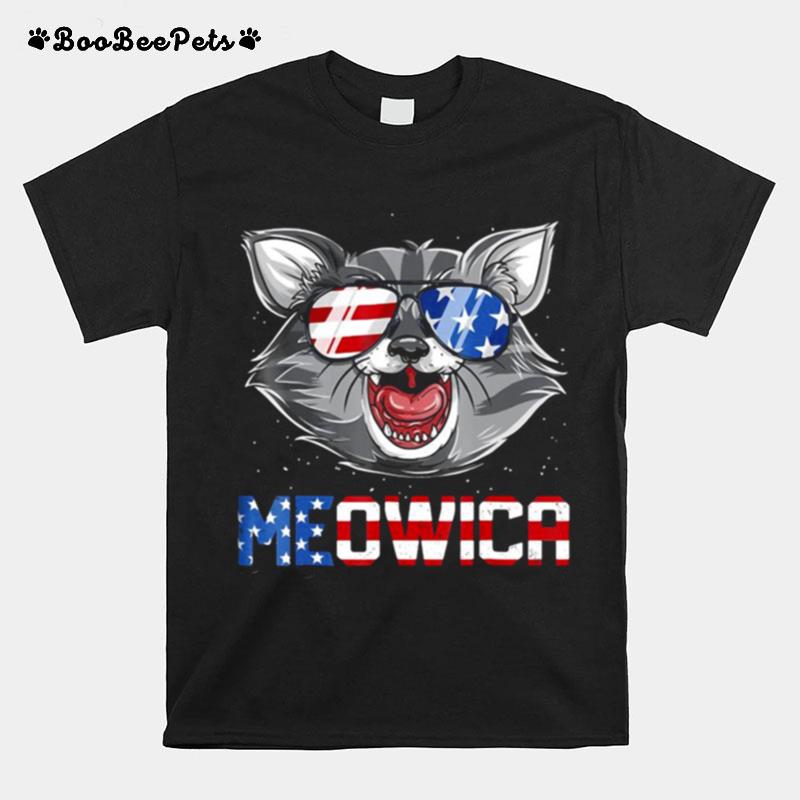 Meowica 4Th Of July Merica Cat American Flag T-Shirt