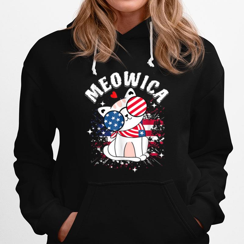 Meowica Cat Sunglasses Us Flag 4Th Of July Merica Funny 2022 T B0B4Zkgsty Hoodie