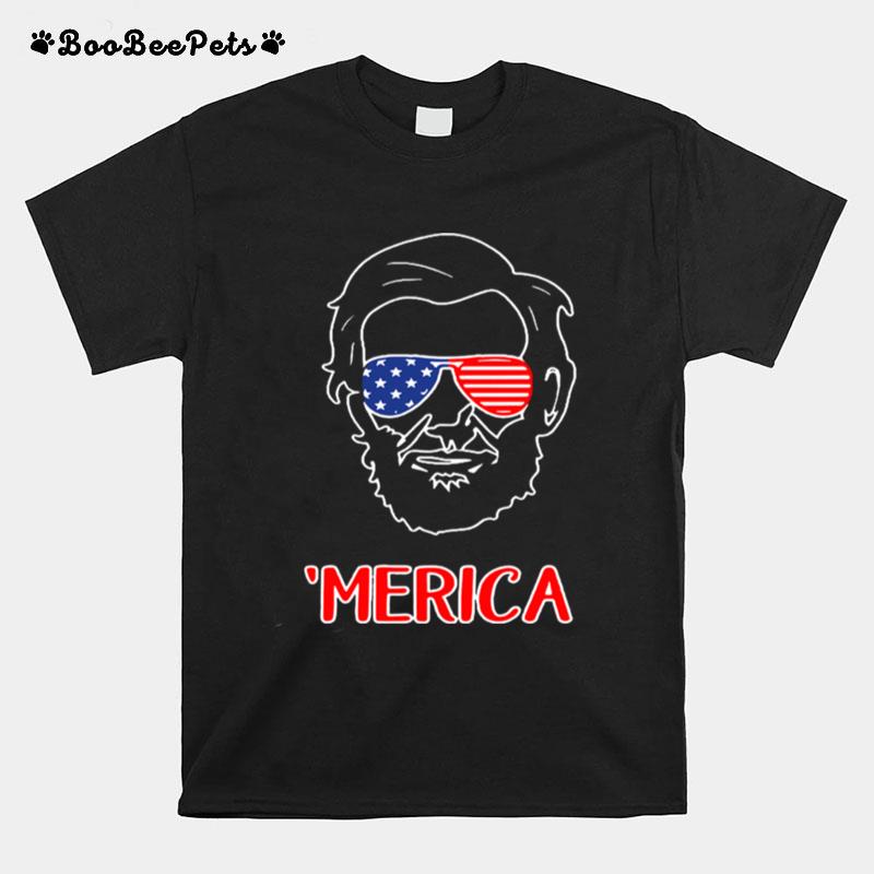 Merica Abraham Lincoln American Flag T-Shirt