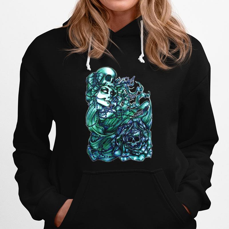 Mermaid Of The Dead Sugar Skull Day Dead Dia De Los Muertos Hoodie