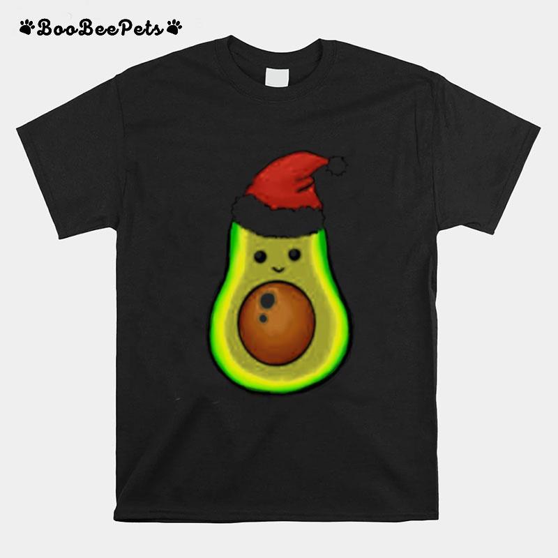 Merry Christmas Avocado With Santa Hat T-Shirt