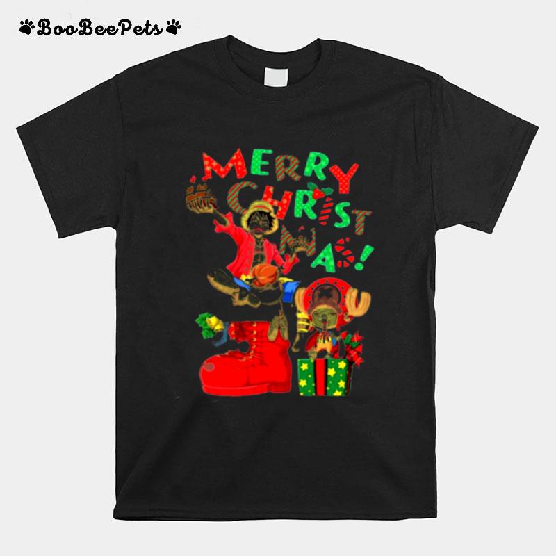 Merry Christmas From Luffy And Chopper In Santa Shoes One Piece T-Shirt