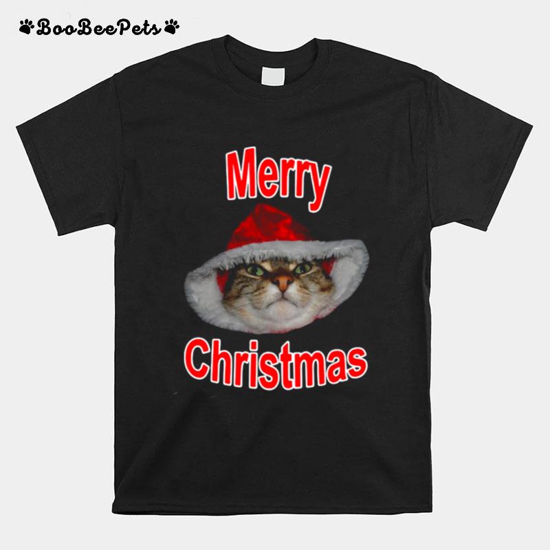 Merry Christmas Gift Crazy Daisy Tabby Cat Design Meow T-Shirt