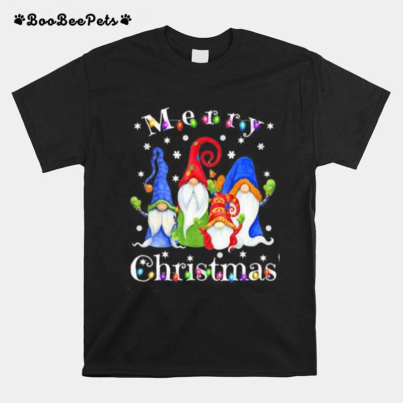 Merry Christmas Gnomes Snow Lights T-Shirt