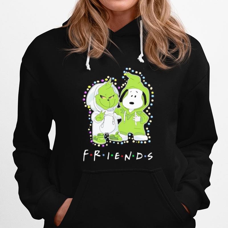 Merry Christmas Grinch And Snoopy Friends Hoodie