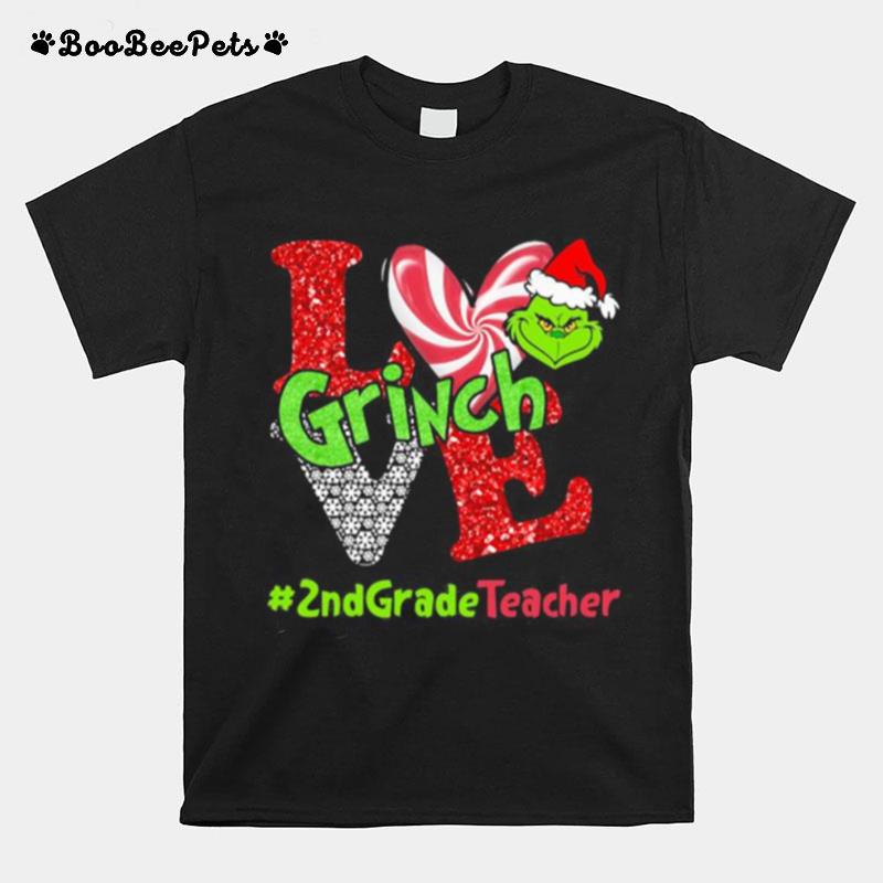 Merry Christmas Grinch Love And Grade Teacher T-Shirt