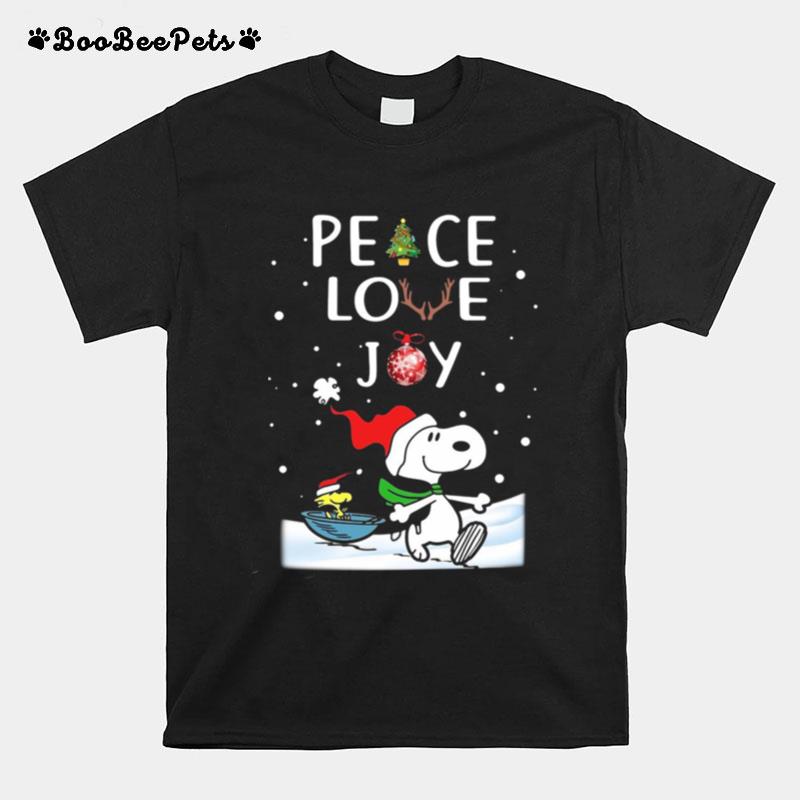 Merry Christmas Peanuts Snoopy Peace Love Joy T-Shirt