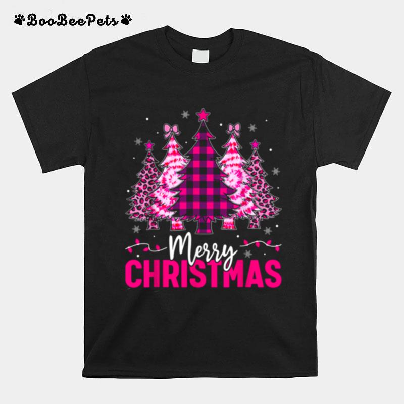 Merry Christmas Plaid Christmas Leopard Tree Light T-Shirt