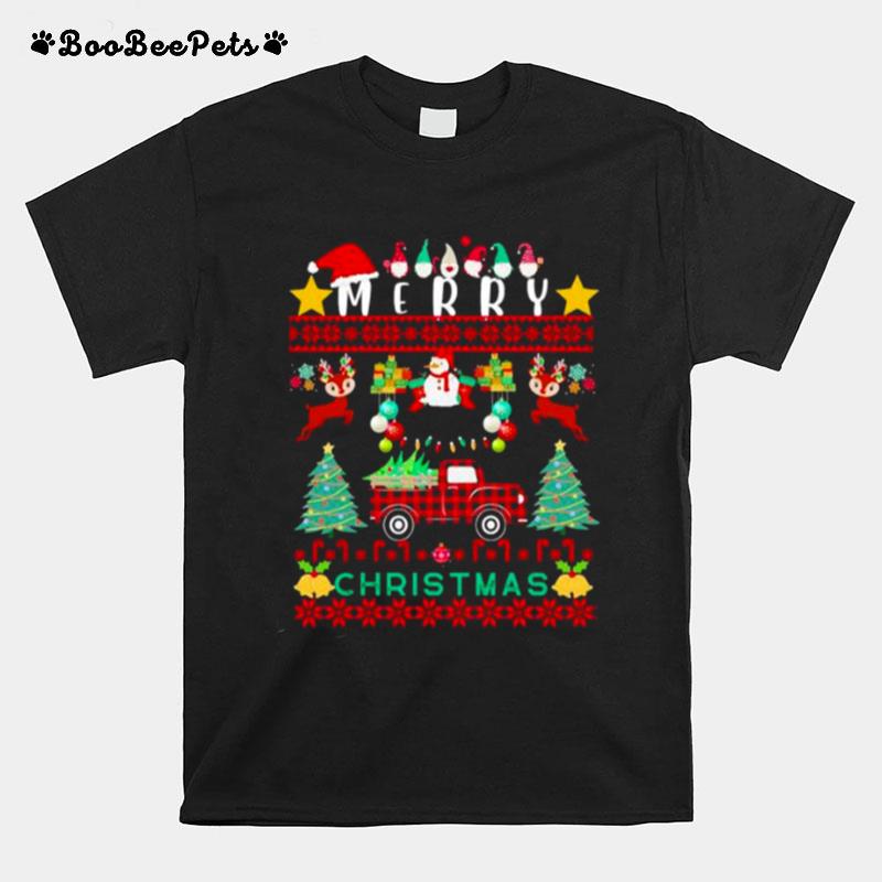 Merry Christmas Red Truck With Tree T-Shirt