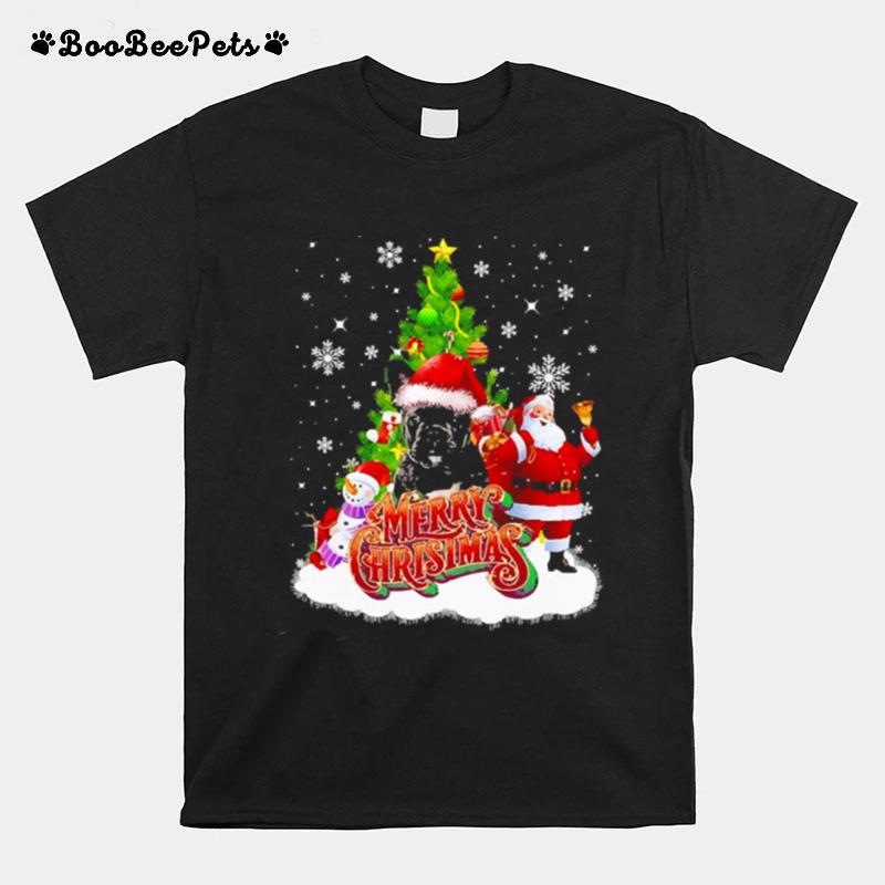 Merry Christmas Santa Claus Black French Bulldog Sweater T-Shirt