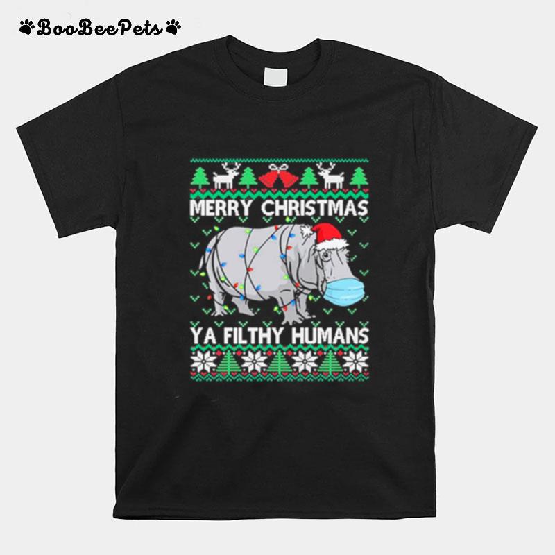 Merry Christmas Sloth Santa Face Mask Ugly Christmas T-Shirt