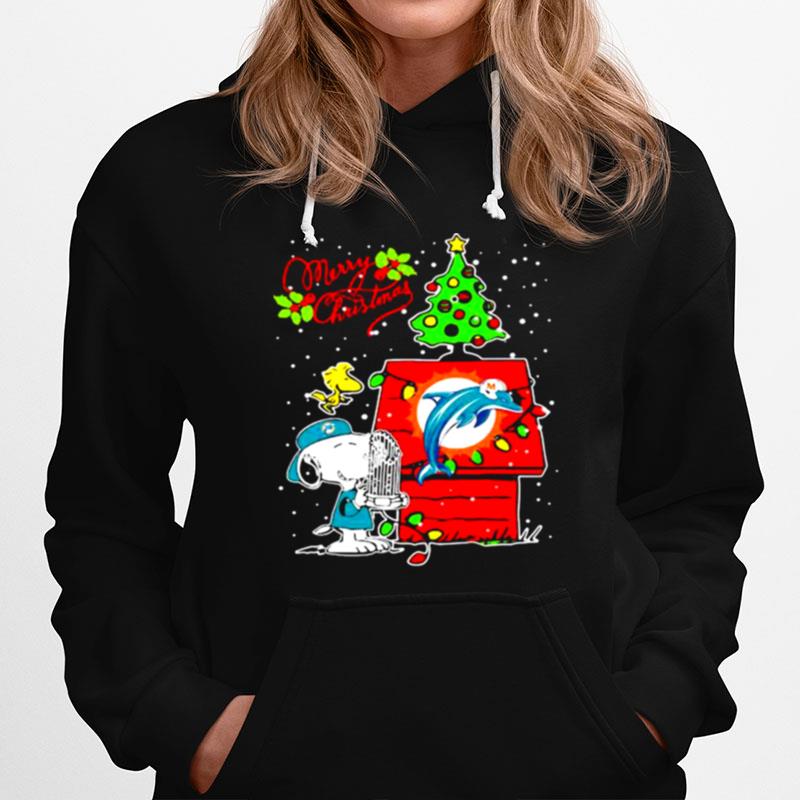 Merry Christmas Snoopy Woodstock Dolphins Miami Hoodie