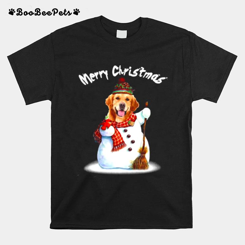 Merry Christmas Snow Golden Retriever T-Shirt