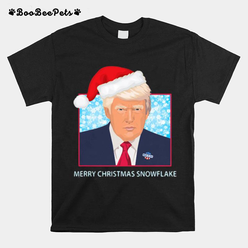 Merry Christmas Snowflake Donald Trump Wear Hat Santa T-Shirt