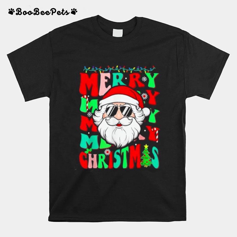 Merry Christmas Vibes Family Santa 2022 Groovy Squad Xmas T-Shirt