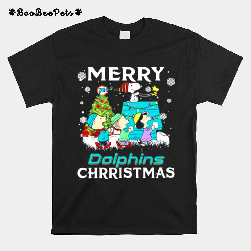 Merry Dolphins Christmas Peanuts Xmas Tree T-Shirt