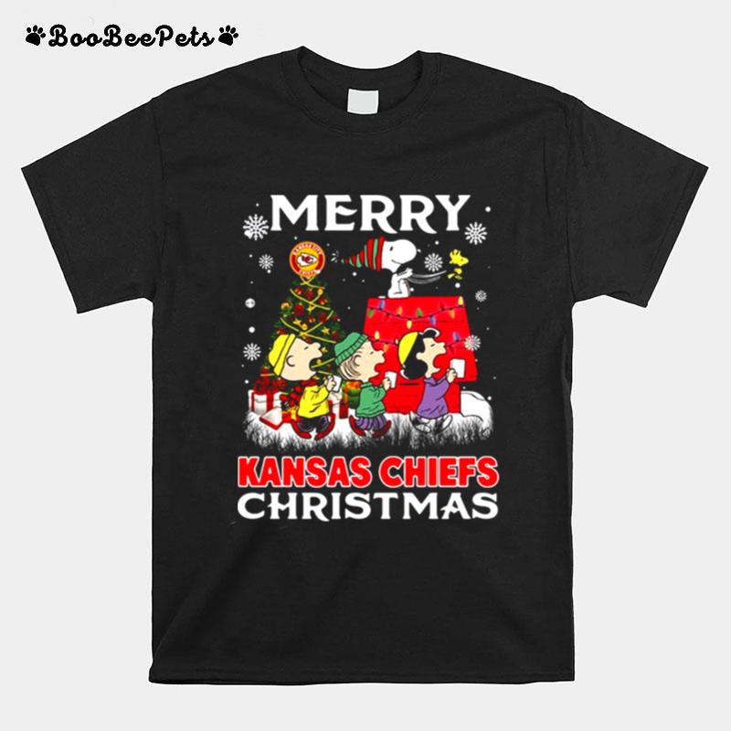 Merry Kansas Chiefs Christmas Snoopy T-Shirt