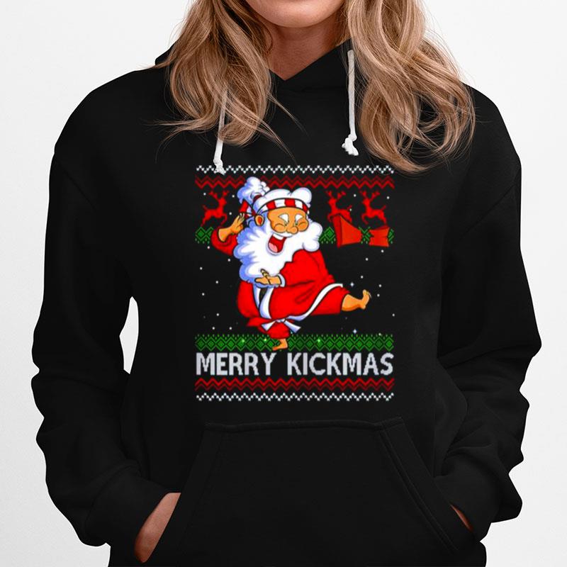 Merry Kickmas Karate Santa Ugly Christmas Hoodie
