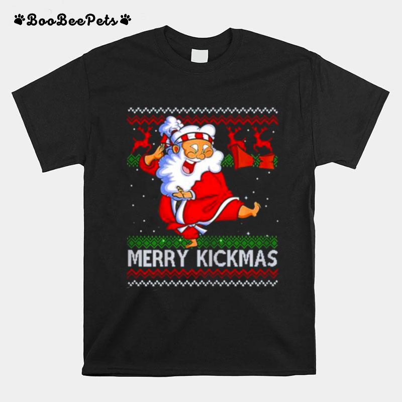 Merry Kickmas Karate Santa Ugly Christmas T-Shirt