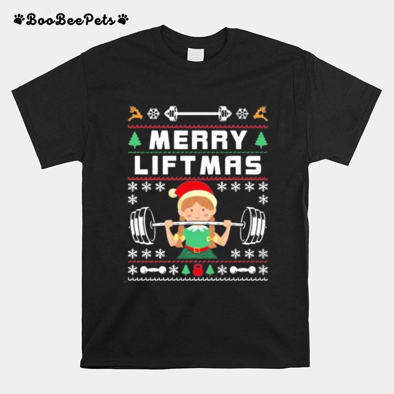 Merry Liftmas For Girls Women Christmas Gym Lover Girl T-Shirt