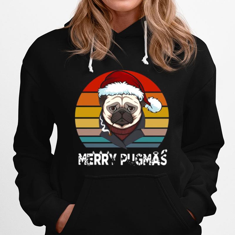Merry Pugmas Funny Pug Christmas Style Vintage Hoodie