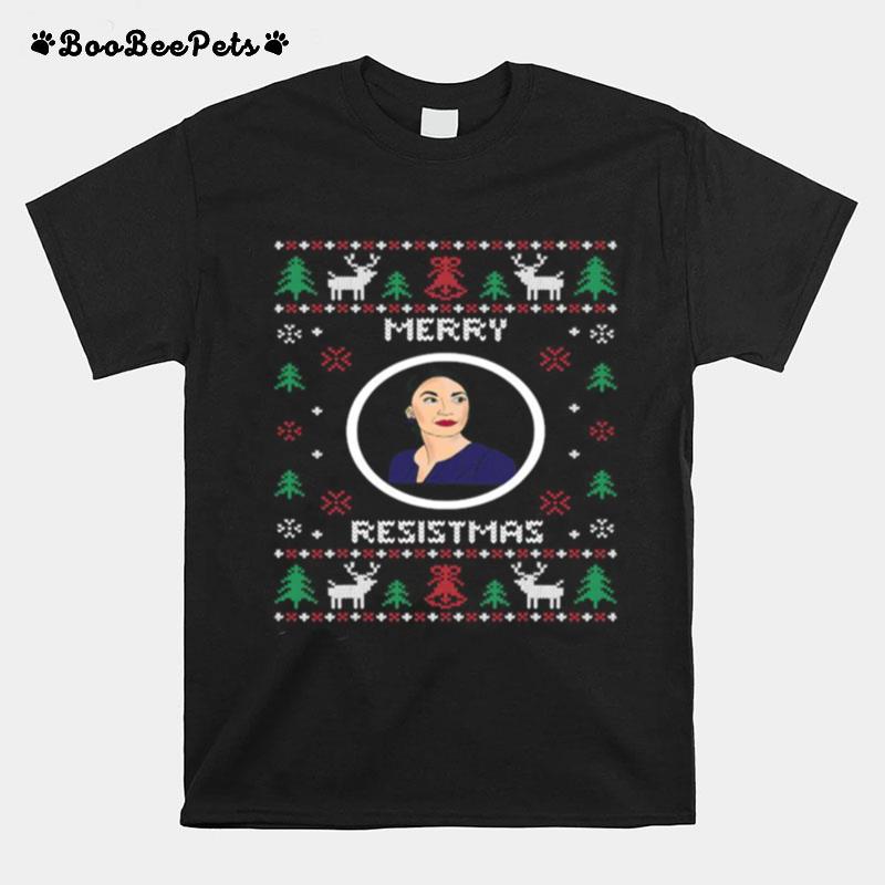 Merry Resistmas Aoc Alexandria Ocasio Christmas Ugly T-Shirt