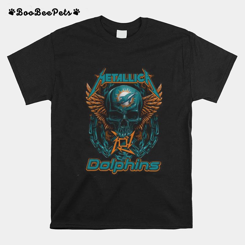Metallica Skull Miami Dolphins T-Shirt