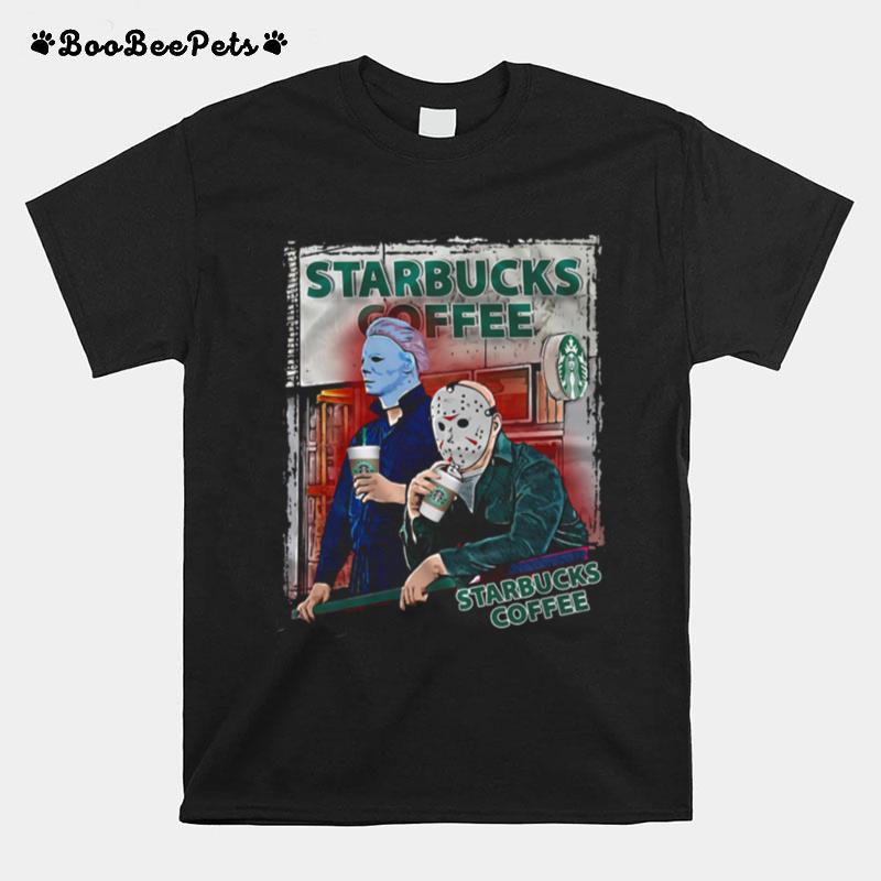 Michael Myers And Jason Voorhees Starbucks Coffee T-Shirt