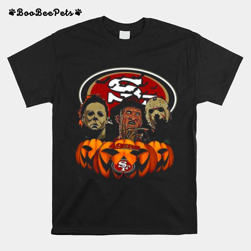 Michael Myers Freddy Krueger Jason Voorhees San Francisco 49Ers Halloween T-Shirt