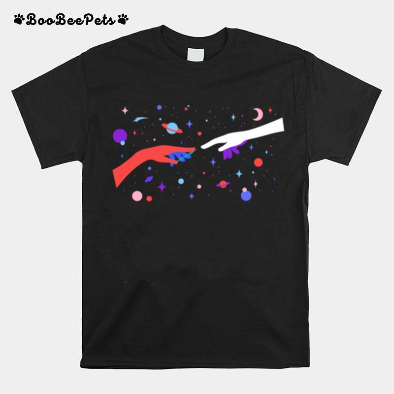 Michaelangelo Creation Of Adam Ai God Vaccine Universe T-Shirt