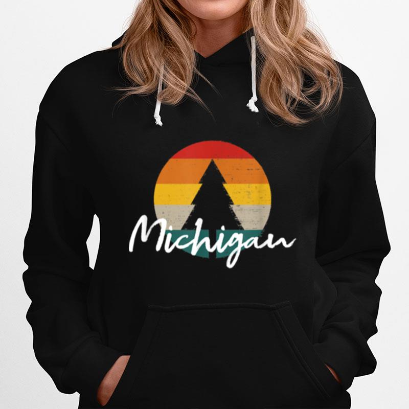 Michigan Souvenir Forest Evergreen Sunset Nature Hoodie