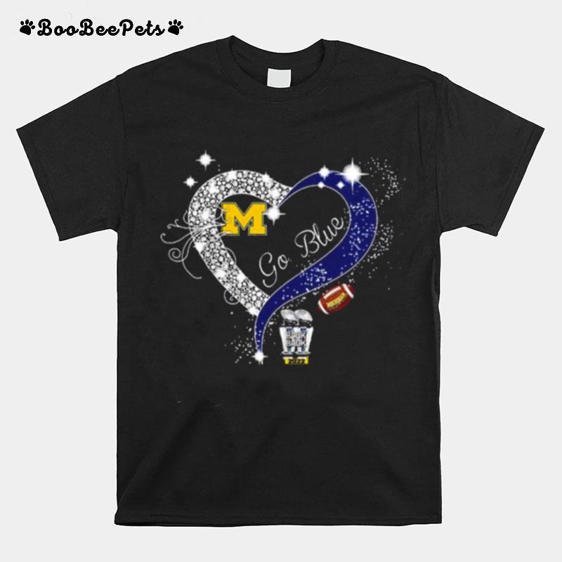 Michigan Wolverines Go Blue Back Back 2022 Heart T-Shirt