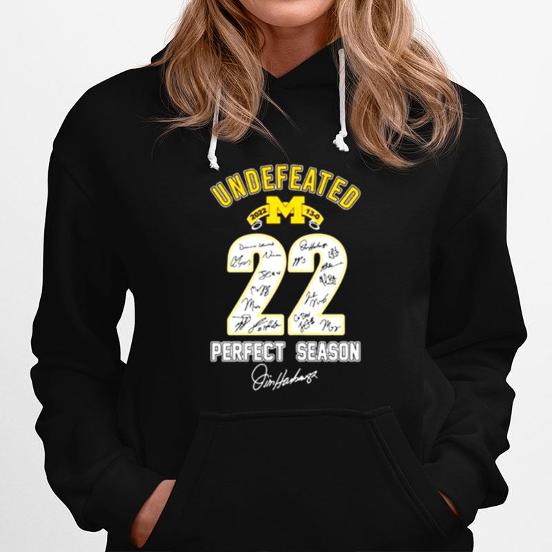 Michigan Wolverines Undefeated 2022 22 Perfect Season Signatures Hoodie