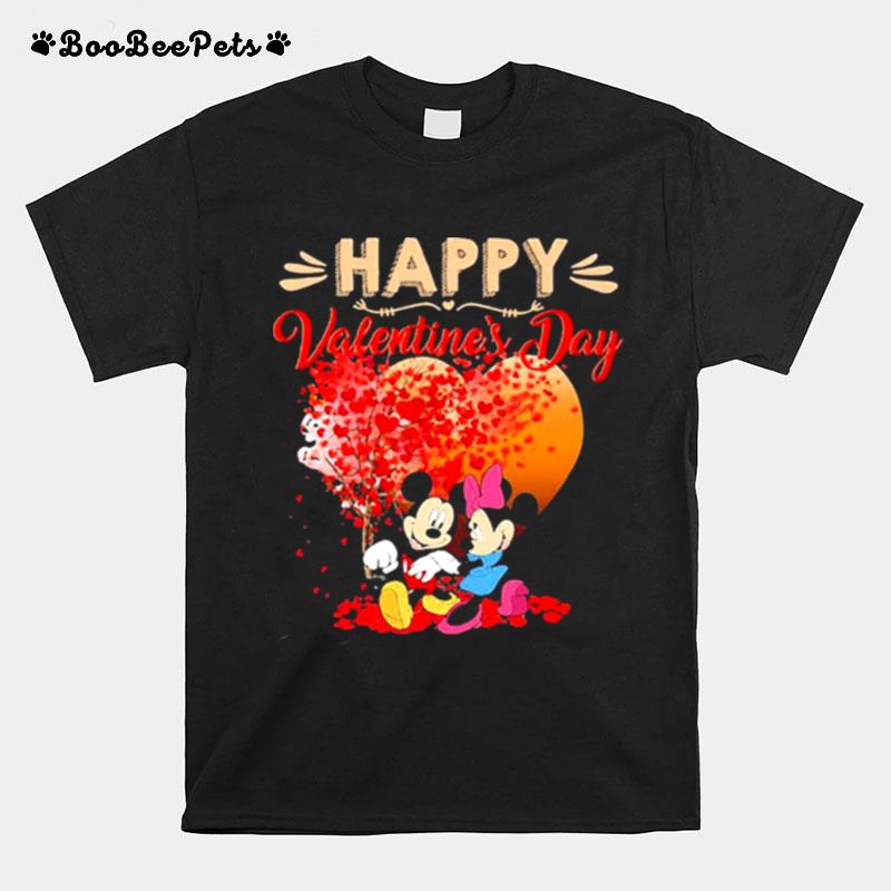 Mickey And Minnie Mouse Happy Valentines Day Heart T-Shirt