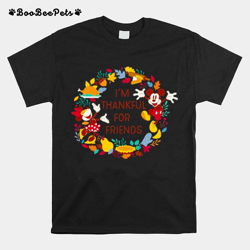Mickey And Minnie Mouse Thankful For Friends Autumn Disney Thanksgivings T-Shirt