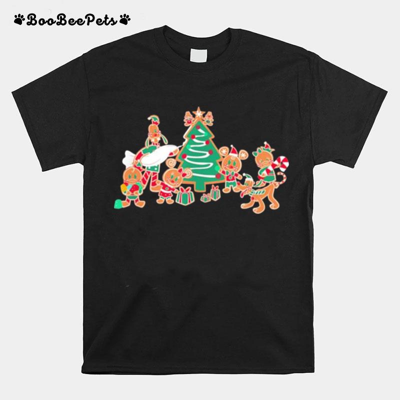 Mickey Mouse And Minnie Mouse Goofy Tree Merry Christmas T-Shirt