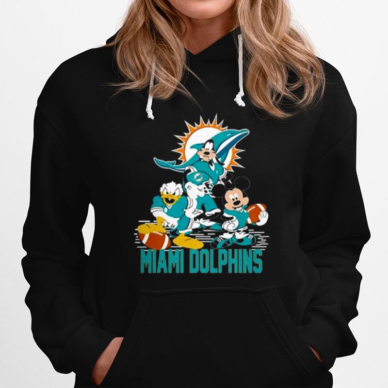 Mickey Mouse Donald And Goofy Miami Dolphins Football Hoodie