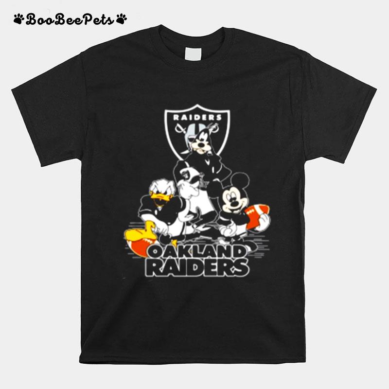 Mickey Mouse Donald Duck And Goofy With Oakland Raiders Sport T-Shirt