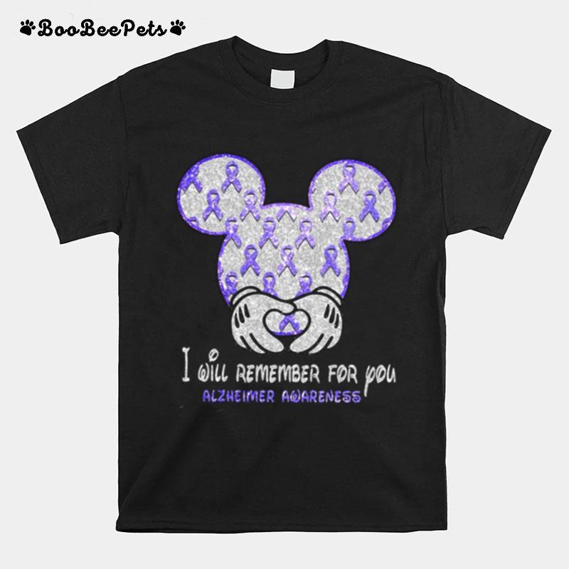 Mickey Mouse I Will Remember For You Alzheimer Awareness T-Shirt