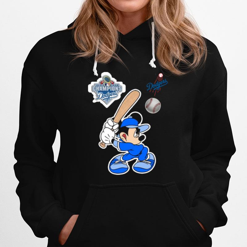 Mickey Mouse Playing Baseball World Series Champion Dodgers Hoodie